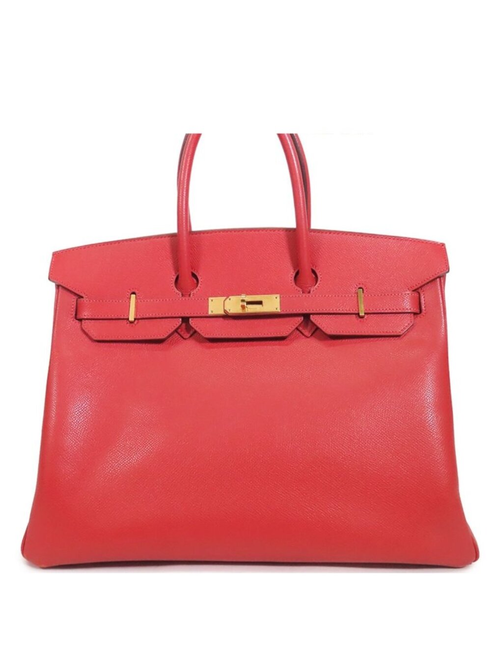 Hermes Birkin 35 Rouge Vif Gold Epsom Handbag